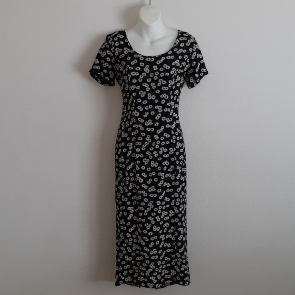 Floral Black and White Women's Dress